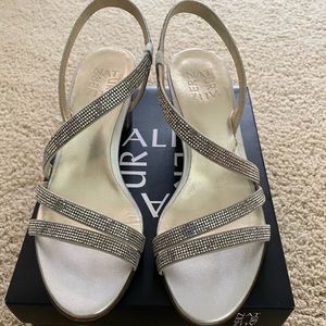 Naturalizer Vanessa Strappy Metallic Silver Heels